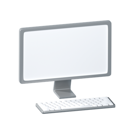 Monitor y teclado en blanco  3D Illustration