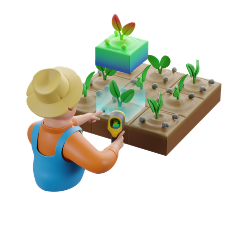 Monitoramento de estresse de plantas por meio de câmera termográfica  3D Illustration