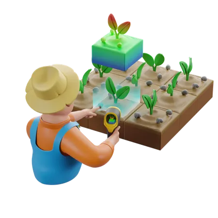 Monitoramento de estresse de plantas por meio de câmera termográfica  3D Illustration