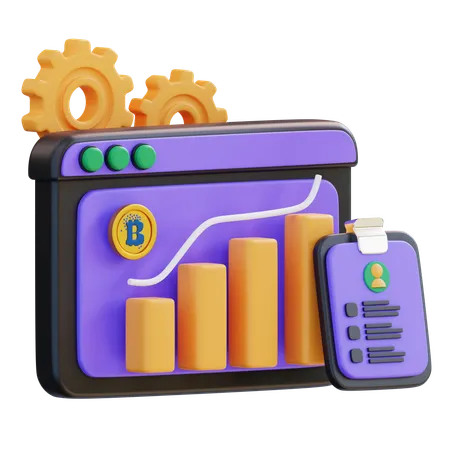 3 D Illustration Monitoring And Report Cryptocurrency 3D Icon