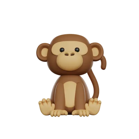Cute 3 D Character Monkey Toy 3D Icon