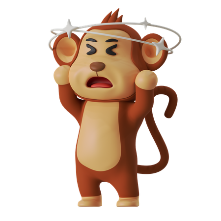 Monkey Confused  3D Illustration