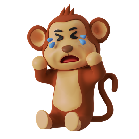 Monkey Crying  3D Illustration