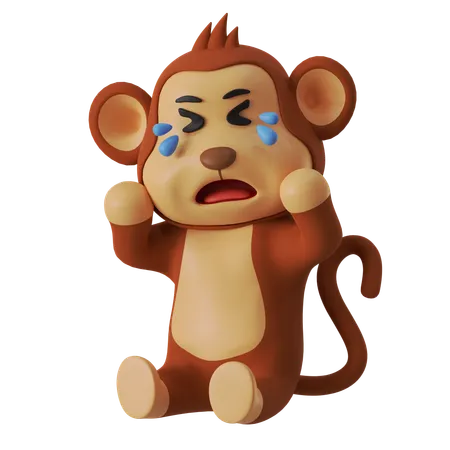 Monkey Crying  3D Illustration