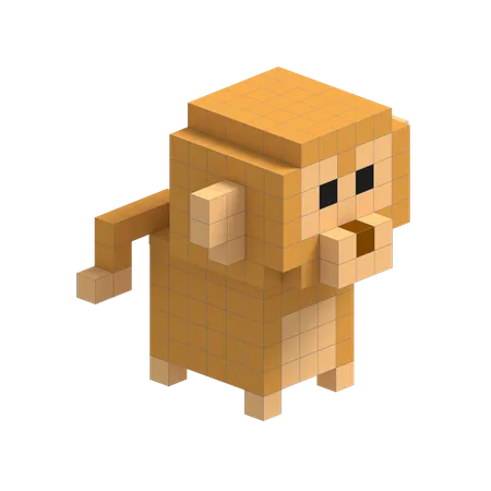 Monkey Cute Voxel Art  3D Icon