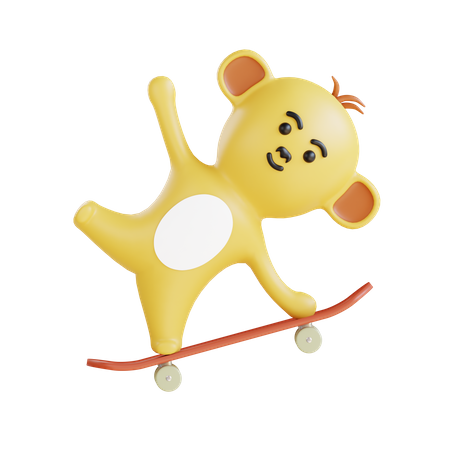 Monkey Enjoy Skateboarding 3D Illustration