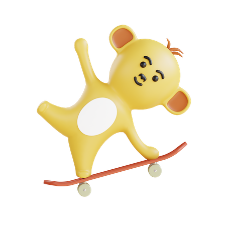 Monkey Enjoy Skateboarding  3D Illustration