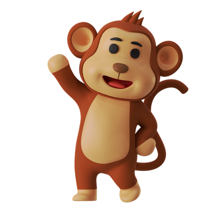 Monkey Greeting Hello  3D Illustration