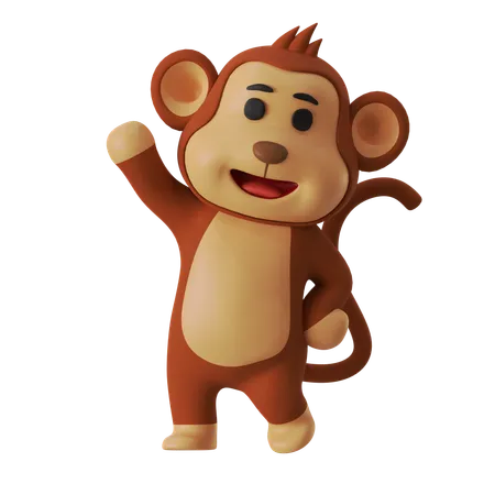 Monkey Greeting Hello  3D Illustration