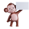 3d monkey holding white paper