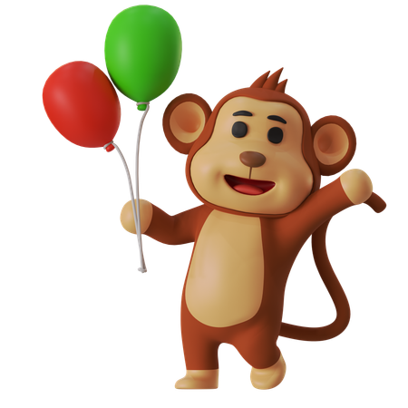 Monkey Party  3D Illustration