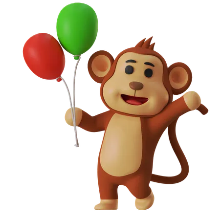 Monkey Party  3D Illustration