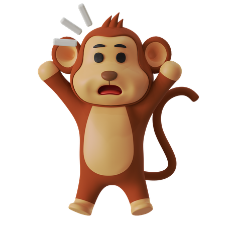 Monkey Shocked  3D Illustration