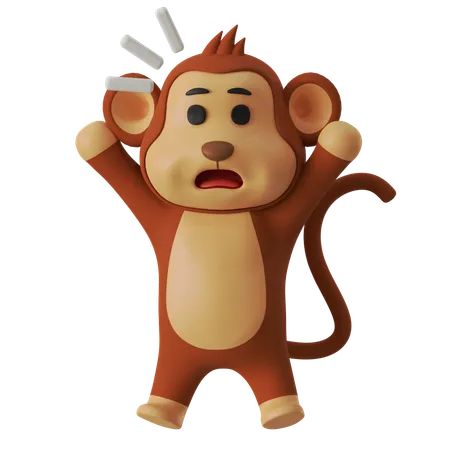 Monkey Shocked  3D Illustration