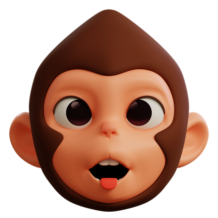 Monkey Sticking Out Its Tongue  3D Icon