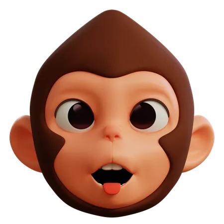 Monkey Sticking Out Its Tongue  3D Icon