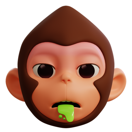 Monkey Vomiting  3D Icon