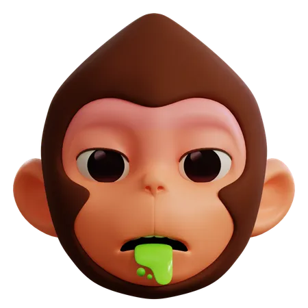 Monkey Vomiting  3D Icon