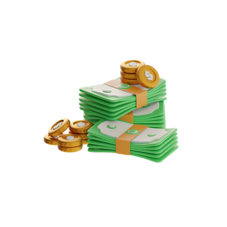 Monnaie et pièces empilées  3D Icon