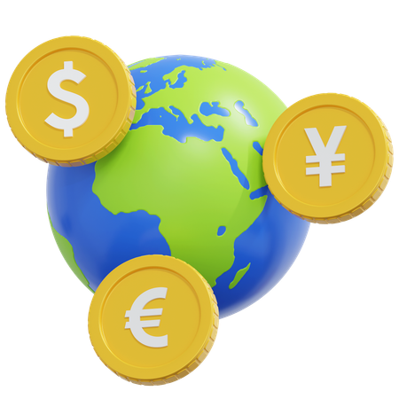 Monnaie mondiale  3D Icon