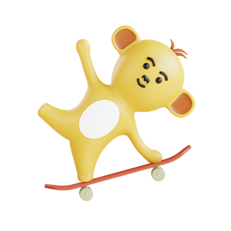 Mono disfruta del skate  3D Illustration