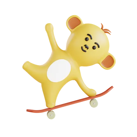 Mono disfruta del skate  3D Illustration
