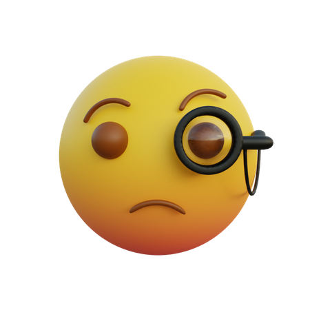 Emoticon monóculo como detetive  3D Emoji