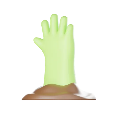 3 D Render Creepy Halloween Green Monster Hand Icon 3D Icon