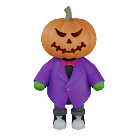 Monster pumpkin head man 3D Icon