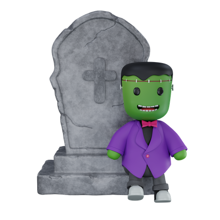 Monster with grave  3D Icon