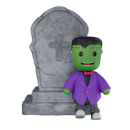 Monster with grave 3D Icon