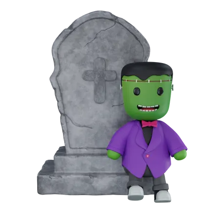 Monster with grave  3D Icon