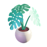 3d monstera plant logo