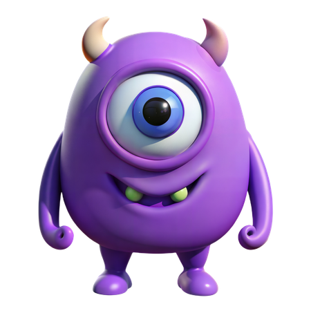 Monstre violet avec un seul œil  3D Icon