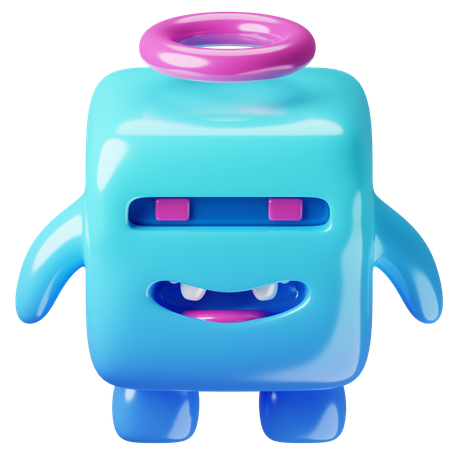 Cubo monstro neon  3D Icon