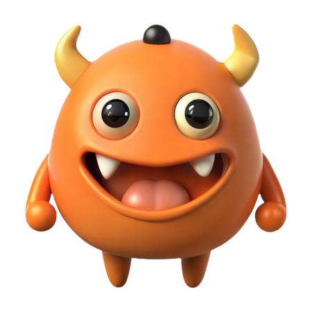 Feliz Monstro Laranja  3D Icon