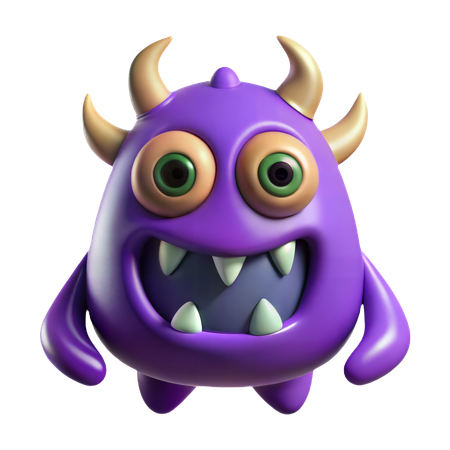 Monstro Roxo Assustador  3D Icon