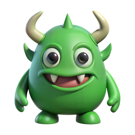 Monstro Verde com Chifres  3D Icon