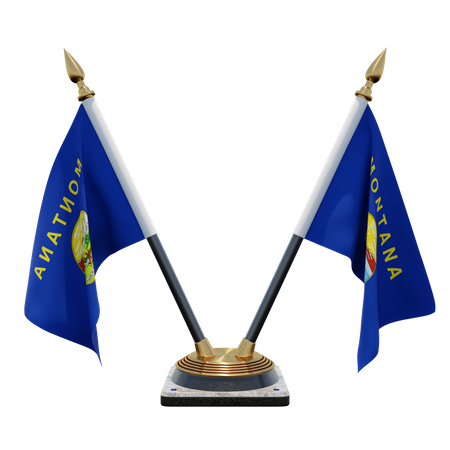 Montana Double (V) Desk Flag Stand  3D Icon