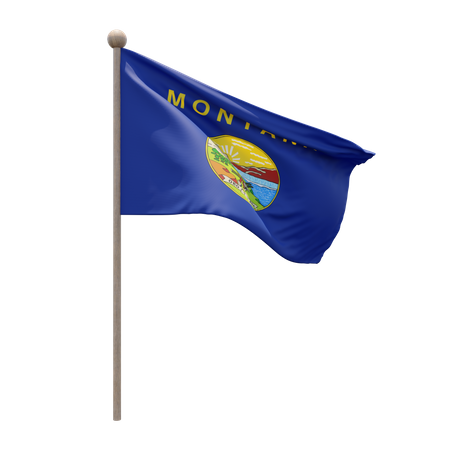 Montana Flag Pole  3D Illustration