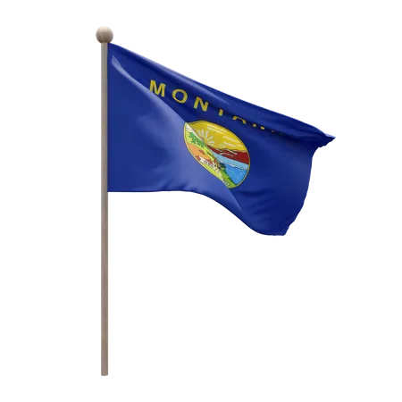 Montana Flag Pole  3D Illustration