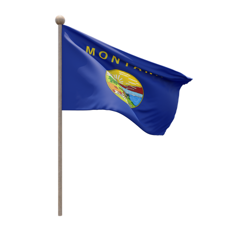 Montana Flagpole  3D Flag