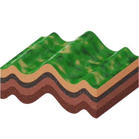 Montañas plegadas en la corteza terrestre  3D Icon