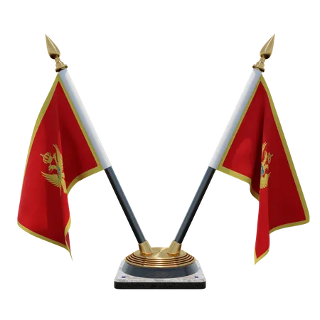 Montenegro Double Desk Flag Stand  3D Flag