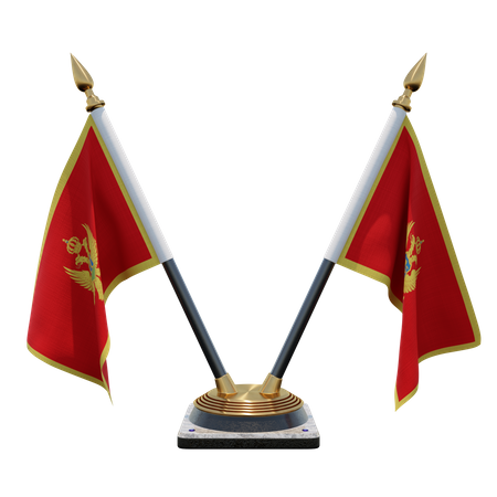 Montenegro Double (V) Desk Flag Stand  3D Icon