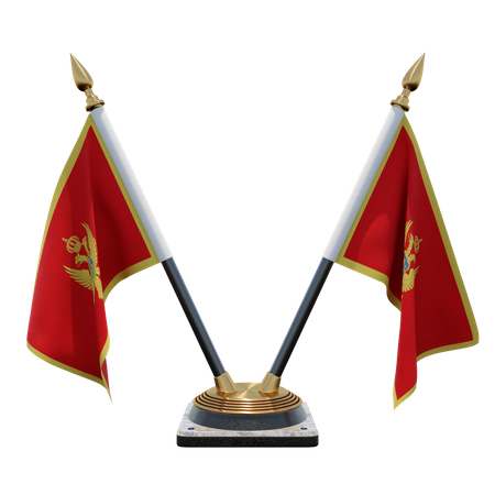 Soporte de bandera de escritorio doble montenegro  3D Flag