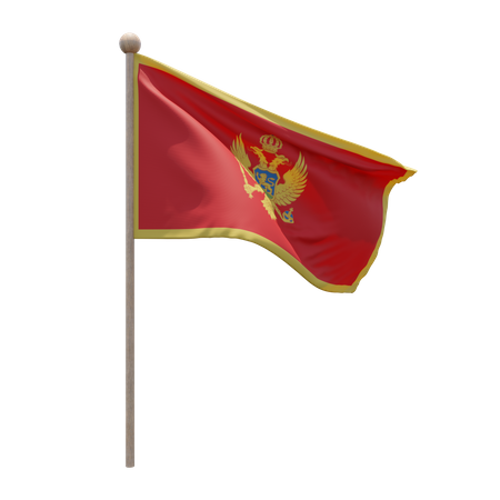 Montenegro Flag Pole  3D Flag