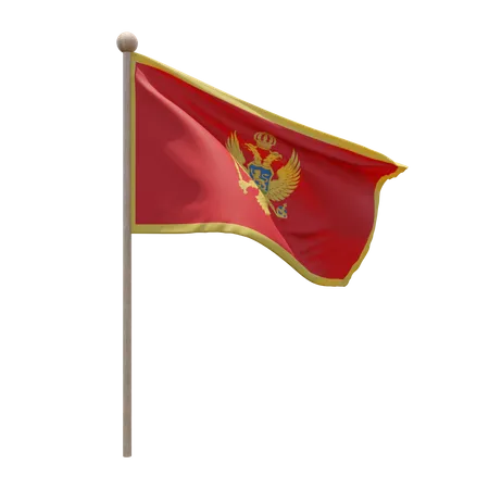 Montenegro Flag Pole  3D Flag