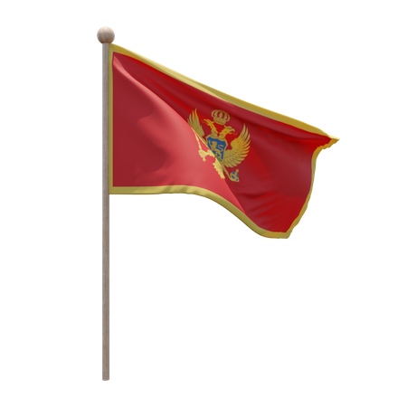 Montenegro Flagpole  3D Flag