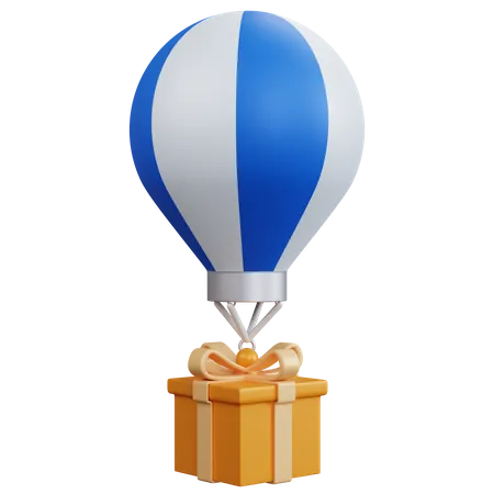 Montgolfière avec boîte cadeau  3D Icon